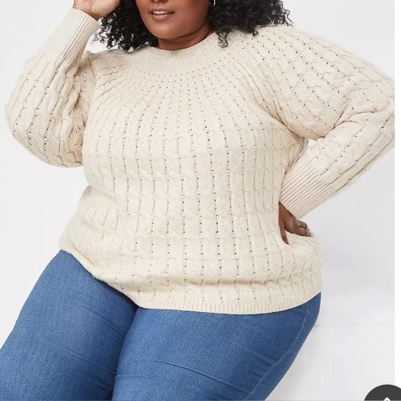 Lane Bryant Crewneck Ribbed Knit Sweater - Picture 1 of 10